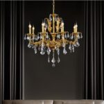 DB002 DUTTI Lámpara Colgante bronce LED de cristal de lujo estilo francés personalizado 6 8 10 14 cabezal de luz para sala de estar vestíbulo villa dormitorio restaurante