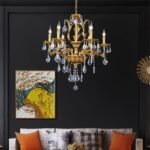 DB002 DUTTI Lámpara Colgante bronce LED de cristal de lujo estilo francés personalizado 6 8 10 14 cabezal de luz para sala de estar vestíbulo villa dormitorio restaurante