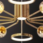 DB003 DUTTI Lámpara de Araña LED de latón, nuevo diseño, moderno, de lujo, para sala de estar, dormitorio, disponible, estrella astronómica, cambio de luz tricolor