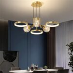 DB003 DUTTI Lámpara de Araña LED de latón, nuevo diseño, moderno, de lujo, para sala de estar, dormitorio, disponible, estrella astronómica, cambio de luz tricolor