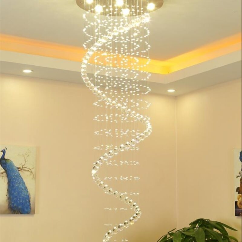 Dutti D0074 LED Chandelier Flush Mount Modern minimalist style crystal long villa duplex staircase lamp rotating living room hotel supermarket large hanging chandeliers lighting