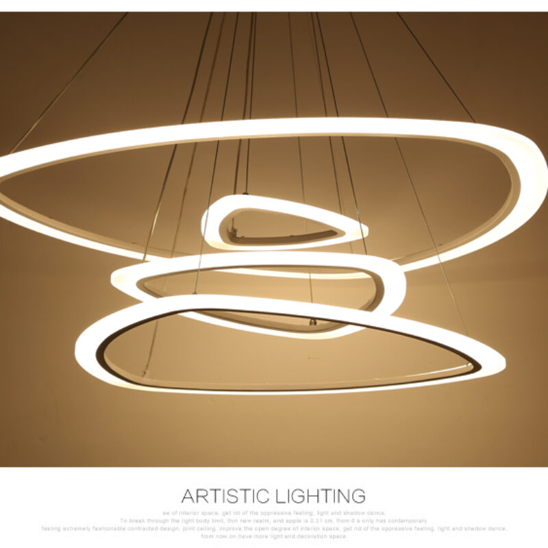 Dutti D0001 Lámpara de Araña LED Freedom luz personalidad creativa comedor moderno minimalista iluminación poste moderno anillo LED tres atmosféricos sala de estar oficina diámetro 520 mm2,3,5 anillo de luz natural