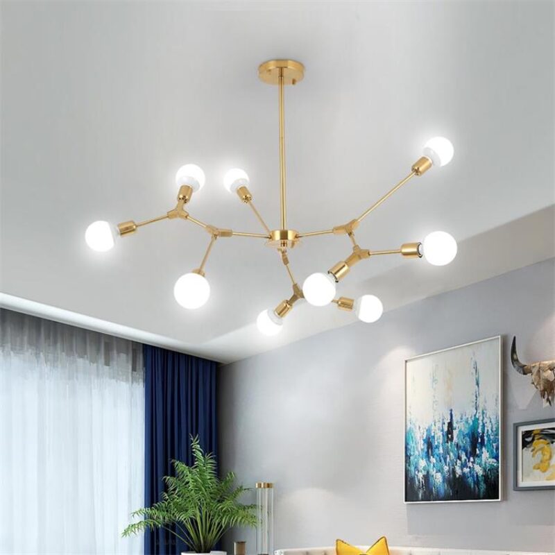 Dutti D0022 LED Pendant Light Magic bean creative living room Contemporary lighting luxury minimalist restaurant Designer art personality golden branch molecular bedroom den luminaire gold plating electrophoresis gold brushed nickel 9 head